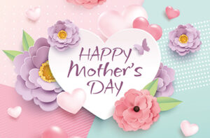 Mother’s day pink flowers and heart